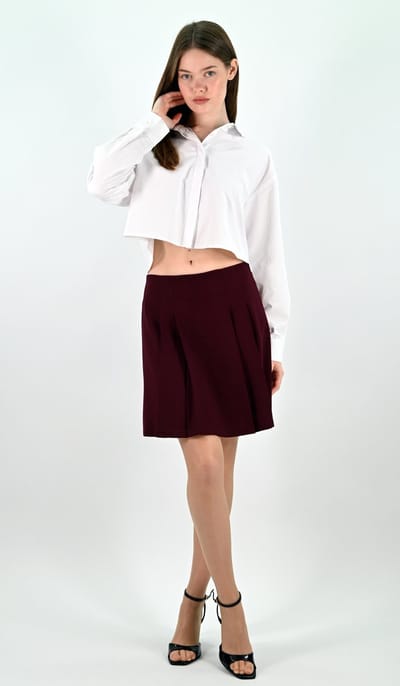YesMooi - Geplooide minirok - Bordeaux - XXL (44)