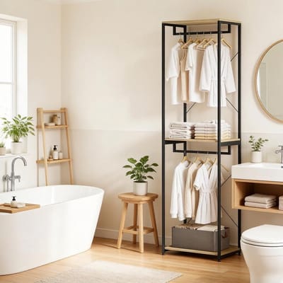 Clruro Open Kledingkast - 60 × 40 × 213 cm - Open Design - MDF + Metaal - Eiken