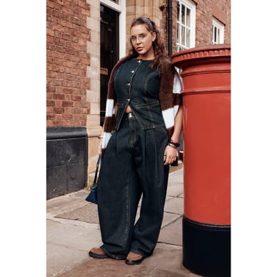 boohoo Dames Plus Denim Lange Button-Down Gilet | Indigo | Maat: 16