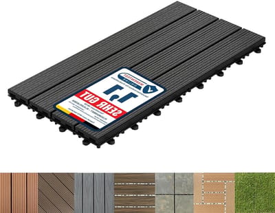 WPC Terrastegels - Kliktegels Balkontegels - Buitenruimte Inrichten - Eenvoudig Kliksysteem - 60 x 30 cm - Antraciet