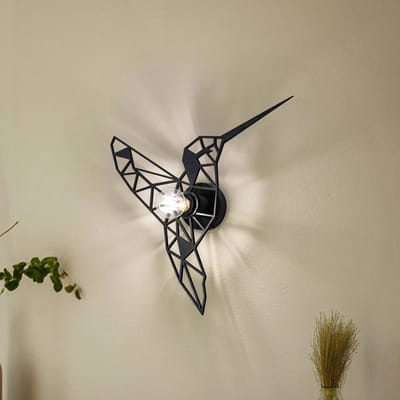 Opviq Wandlamp W-053 Lasercut, zwart vogelontwerp