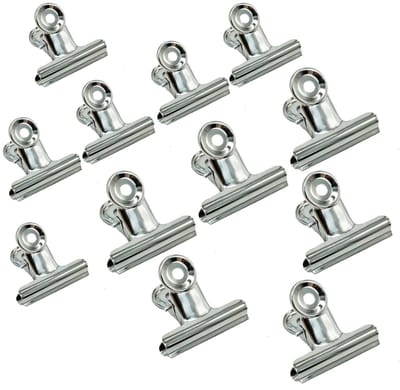 metalen scharnierklemmen, 12 stuks zilveren bulldog paperclip pin/zilver bestand binder clips voor foto's, foto's, thuiskantoor benodigdheden (50 mm, 63 mm)