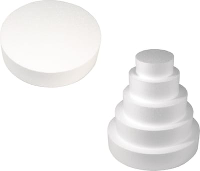 Rayher Piepschuim vormen schijf - 30 cm breed en 7 cm hoog - wit - knutselen - taartschijf - cirkel