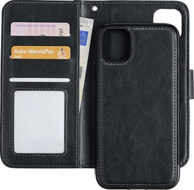 Hoesje - 2 in 1 - Geschikt voor Apple iPhone 11 - Met Uitneembare Hard Cover - Bookcase - Wallet Case - Met Pasjeshouder - Book Case - Uitneembaar - Pashouder - Kunstleer - Telefoonhoesjes - Zwart