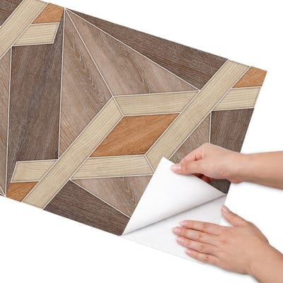 Coloray Meubel Wrap Folie - Bruin Meubelfolie - 50x100 cm - Decoratiefolie Houten patronen - Meubel Wrap Folie - Geometrische Meubelfolie - Plakfolie Meubels - Keuken decoratie - Geometrie