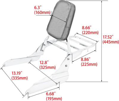 Motorfiets Rugleuning - Passagiers Kussen - Comfortabel Rijden - Stijlvol Ontwerp - Specifiek Model - Chroom