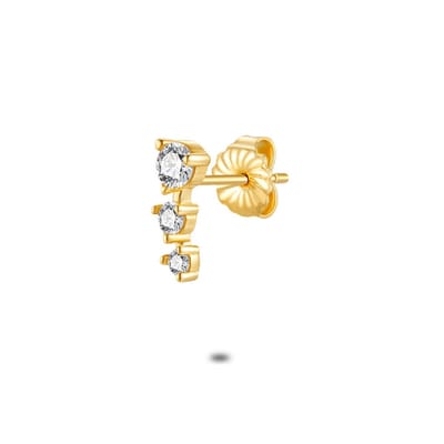 Twice As Nice Oorbel per stuk in 18kt verguld zilver, 3 zirkonia