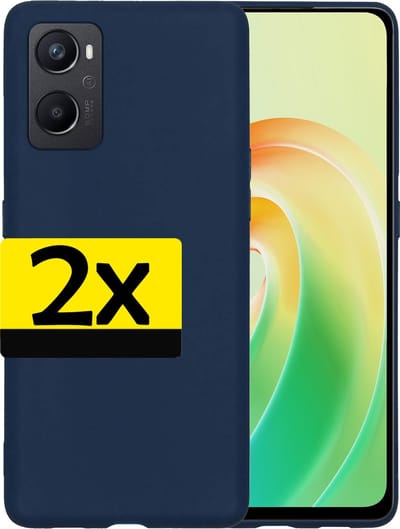Hoesje - 2 Stuks - Geschikt voor OPPO A76 - Sterk & Shockproof - Case Siliconen - Back Cover - Telefoon Hoes - Telefoonhoesjes - Donkerblauw
