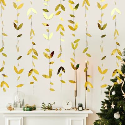 Dailygoods- Slinger glinsterend 4 m - Papieren slinger - Feestdecoratie - Bruiloft - Verjaardag - Kunstbladerslinger van hoogwaardig papier
