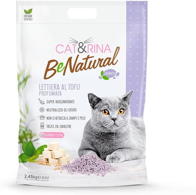 Kattenbakvulling Tofu - Plakkerige korrels - Geur neutraliseren - Plantaardig en composteerbaar - 5.5 Liter - Paars