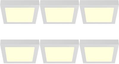 LED Paneel Slim Opbouw 6 Stuks - Brinton Thin - 24W 2400lm 120° Bundelhoek - Warm Wit 3000K - IP40 - Vierkant - Wit - 272x272mm