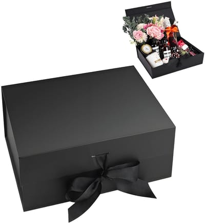 Dailygoods- Geschenkdoos zwart - Opvouwbare geschenkdoos - Magnetisch deksel - 23 x 17 x 7 cm - Cadeauverpakking - Dubbel beschermingssysteem