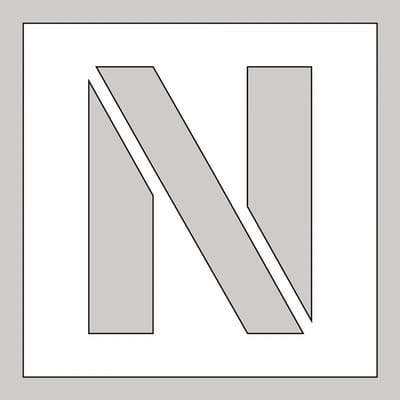 Spuitsjabloon letter N - dibond 500 x 500 mm