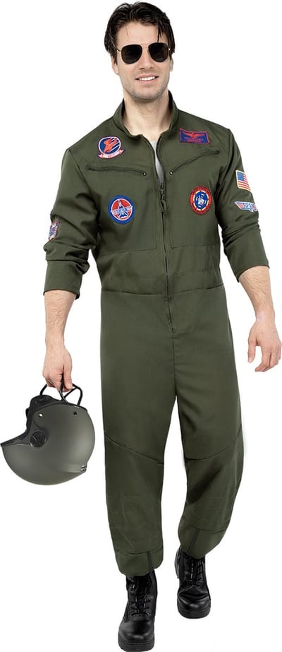 FUNIDELIA Top Gun Piloten Kostuum voor mannen - Maat: S - Donkergroen