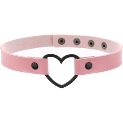 Goth Leren Hart Choker Ketting Voor Vrouwen Meisjes Verstelbare Punk Kraag Ketting Kawaii Schattige Sieraden roze