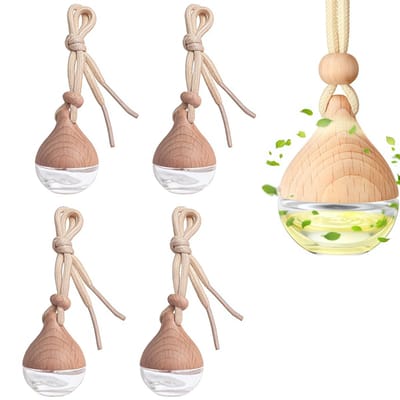 Hangers - Auto accessoires - Auto hanger - Auto luchtverfrisser - Luchtverfrisserfles - Luchtverfrisser - Met houten deksel - Met transparantparfumverspreider - Met koord - Interieuraccessoire - Elegante decoratie - Voor auto - Geschikt voor thuis