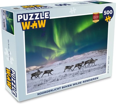 Puzzel Noorderlicht boven wilde rendieren - Legpuzzel - Puzzel 500 stukjes