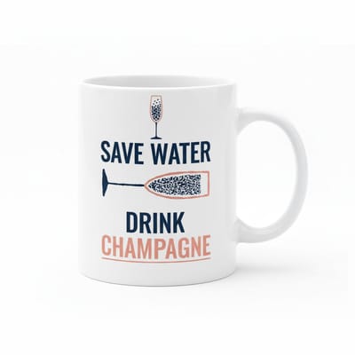 Save Water Drink Champagne Mok – Grappige Quote Koffiemok – Humor & Feest Cadeau – 330 ml