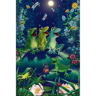 5D DIY Diamond Painting Een groep kikkers Borduren Kruissteek Strass Mozaïek Home Decor 20X30CM blue