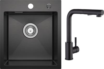 CECIPA max 40x45cm Spoelbak Keuken - Spoelbak Met Keukenkraan - Spoelbakken Keuken Antraciet - Enkele spoelbak - roestvrij staal Spoelbak - Spoelbakken met afdruip