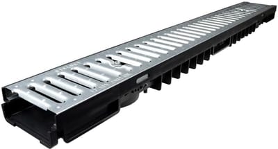 Afwateringsgoot Compleet - Drainage Systeem - Oprit Water Afvoeren - 15 Ton Belastbaar - 100x13x55 cm - Zwart