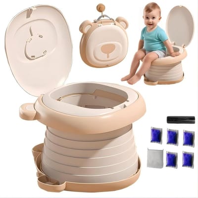 Opvouwbaar Kinderpotje - Reis Potje - Hygiënisch Onderweg - Spatbescherming Antislip - 50 kg Draaglast - Kaki