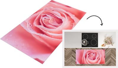 Keukenloper - Loper keuken - Ochtenddauw op de bloembladen van roze roos - 120x60 cm - Keukenloper vinyl