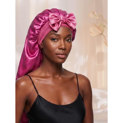 Bonnet en Satin Long Doux et Soyeux pour Femmes Cheveux Naturels et Cheveux Bouclés Taille Extra Large Casquette de Cheveux avec Cordon pour un Sommeil Nocturne Confortable