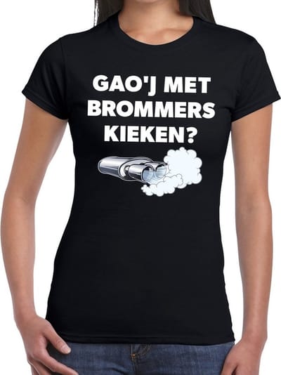 Gaoj met brommers kieken? t-shirt - zwart Achterhoek festival shirt voor dames XS