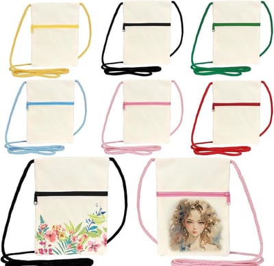Allecto Plus - 6 Stuks 13 x 17 cm Katoenen Tassen voor Knutselen - Zwart, Groen, Beige.