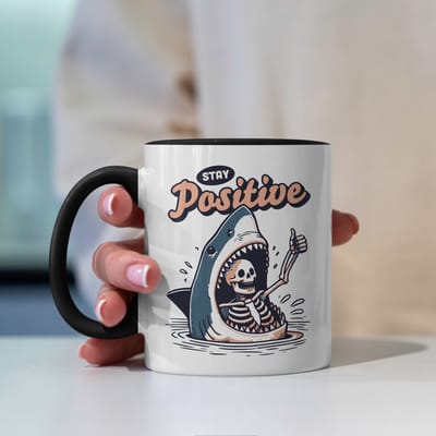 Creasowl® - Stay Positive - Koffiemok met spreuk - Cadeau voor vrouw - Koffie mok - Grappige cadeaus - Theemok - Koffiebeker - Kado - Grappige mok - Cadeautje voor haar - Mokken en bekers - Verjaardag cadeau - Mok met tekst - Collega Cadeau
