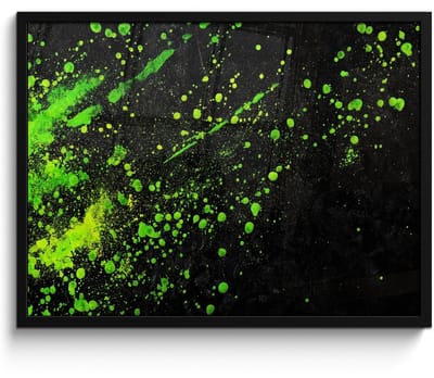 Poster in lijst - Fotolijst 70x50 cm - Posters - Gaming - Spetters - Groen - Chaotisch - Groen - Posterlijst zwart - Decoratie - Wanddecoratie woonkamer - Muurdecoratie slaapkamer