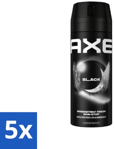Axe - Deodorant Bodyspray - 48hrs Fresh - Black - Frozen Pear & Cedarwoord - 150 ml - Bulkverpakking - 5 stuks