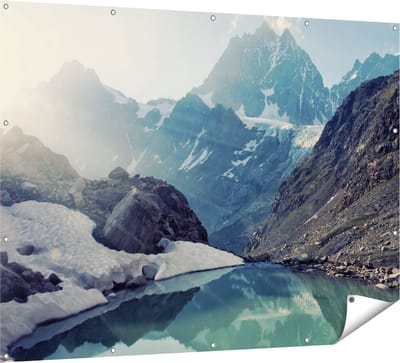 Gards Tuinposter Landschap berg meer - 160x120 cm - Tuindoek - Tuindecoratie - Wanddecoratie buiten - Tuinschilderij