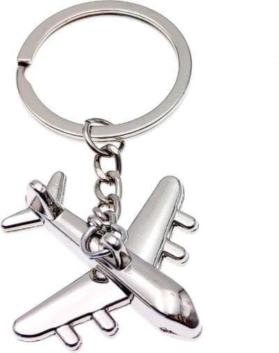 Scoby - Vliegtuig Sleutelhanger - Piloot Cadeau - Plane Keychain - Reisfanaat - Zilverkleurig
