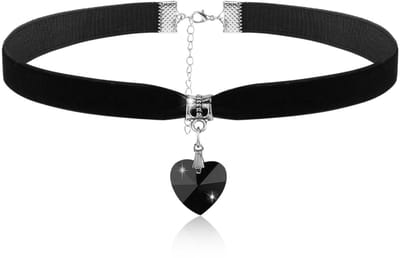 Dailygoods - Choker Kette Damen Velm Hart Halskette Gothic Choker Halsband Vintage Trachtenkette für 80er 90er Party Valentijnsdag Halloween Cosplay (Zwart)