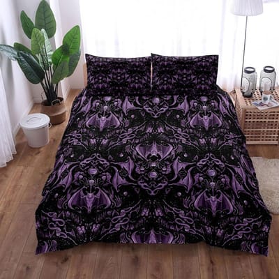 Gothic Vleermuizen Zwart Dekbedovertrek Set King Queen Double Full Twin Single Maat Dekbedovertrek Kussensloop Beddengoed Set 140x210cm