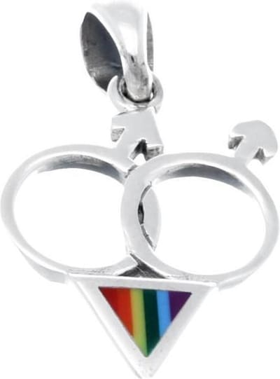 Zilveren Mannenteken met regenboog kettinghanger