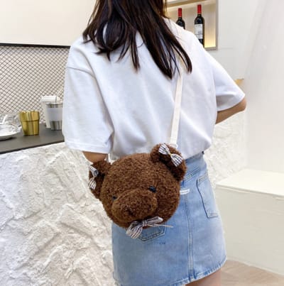 Kindertas - Cadeau kind - Crossbody tas beer -Meisjes Schoudertas beer - Beren tasje - Tas Teddybeer - Kinder portemonnee - Telefoontasje - Dreumes peuter kleuter - Donker Bruin.