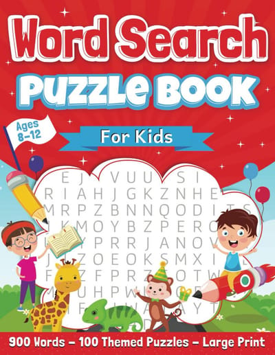 Woordzoeker Puzzelboek voor Kinderen 8-12 Jaar - 100 Thema's, 900 Woorden - Groot Lettertype
