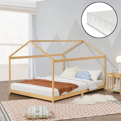 Kinderbed Vindafjord huisbed met matras bamboe 120x200 cm