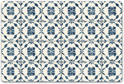 Placemats 45x30 cm - Placemat kunststof - 1 stuk - Grafisch - Tegel - Blauw - Borden onderleggers - Decoratie voor op tafel - Keuken tafeldecoratie accessoires - Vinyl onderlegger - Tafelversiering