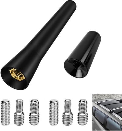 Dailygoods- Autoantenne Compact - Korte Antenne 3/6,5 cm - Universeel AM/FM - Waterdichte Roestvrijstalen Kern - Eenvoudige Installatie - Duurzaam Ontwerp - Radioantenne