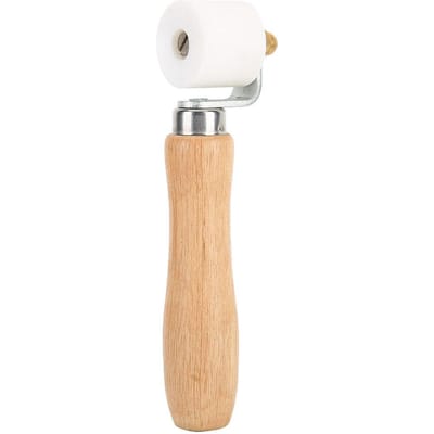 Rouleau à Pression Manuelle 28mm 1.1in PTFE Roulement Bidirectionnel Manche en Bois Résistant à la Chaleur Outil de Soudage beige