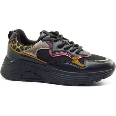 Shoecolate Black combi + leopard 1.25.02.152.02 ZWART
