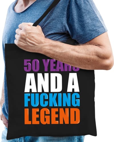 50 year legend - 50 jaar legende - cadeau tasje - zwart - voor heren - Abraham - shopper