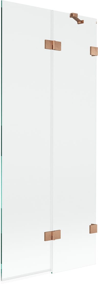 Mexen Lunar badwand 2-vleugelig rechts 80 x 150 , transparant, geborsteld koper - 897-080-100-65-00-P