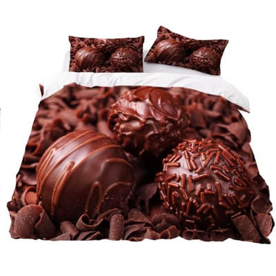 Schattige 3D-geprinte dekbedovertrek en kussensloop beddengoedset voor Twin/Full/Queen size met dessert donut patroon EU single(135x200cm)