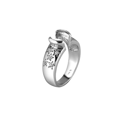 Quiges - 925 Zilver Eligo Ring Sterretjes met Zirkonia voor verwisselbaar 8 mm Rond Zirkonia - Maat 16- NER01516
