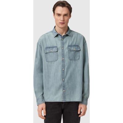 AllSaints Gribbs Ls Shirt Faded Indigo Taglia: XS | Camicie Casual Outlet | Uomo | Blu
